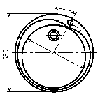 Габаритный чертеж мойки нержавеющей врезной круглой МНВК 530(435) для кухни