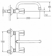 Габаритный чертеж смесителя для мойки Costa 31192 фирмы Grohe