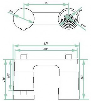 Габаритный чертеж смесителя для ванны/душа LedaSan 60/70 CN100