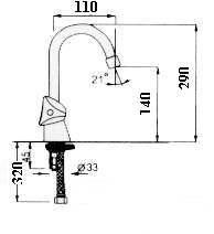 Габаритный чертеж смесителя для мойки STC Malva 71221