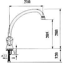 Габаритный чертеж смесителя для мойки STC Aurora 71223