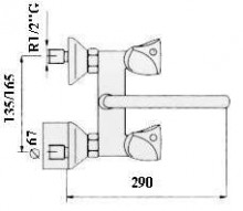 Габаритный чертеж смесителя для мойки STC Malva 71203
