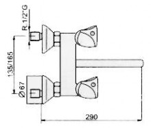 Габаритный чертеж смесителя для мойки STC Malva 71201