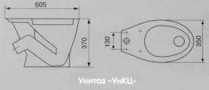 Габаритный чертеж унитаза-компакта "Виктория-УНКЦ"(В)