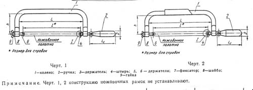 Габаритный чертеж ножовочной рамки