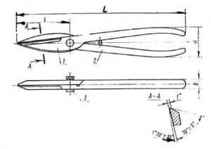 Ножницы ручные для резки металла габаритный чертеж